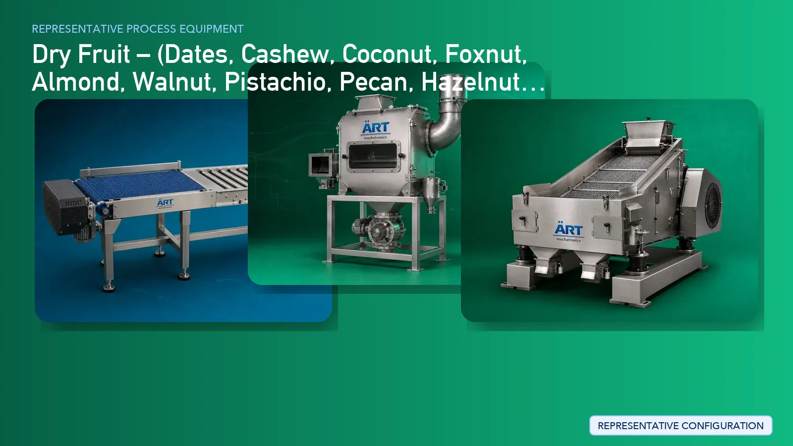 Representative Dry Fruit process equipment by ART Mechatronics