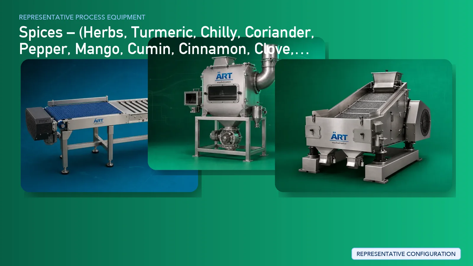 Representative Spices Powder Processing Plant & Machinery process equipment by ART Mechatronics